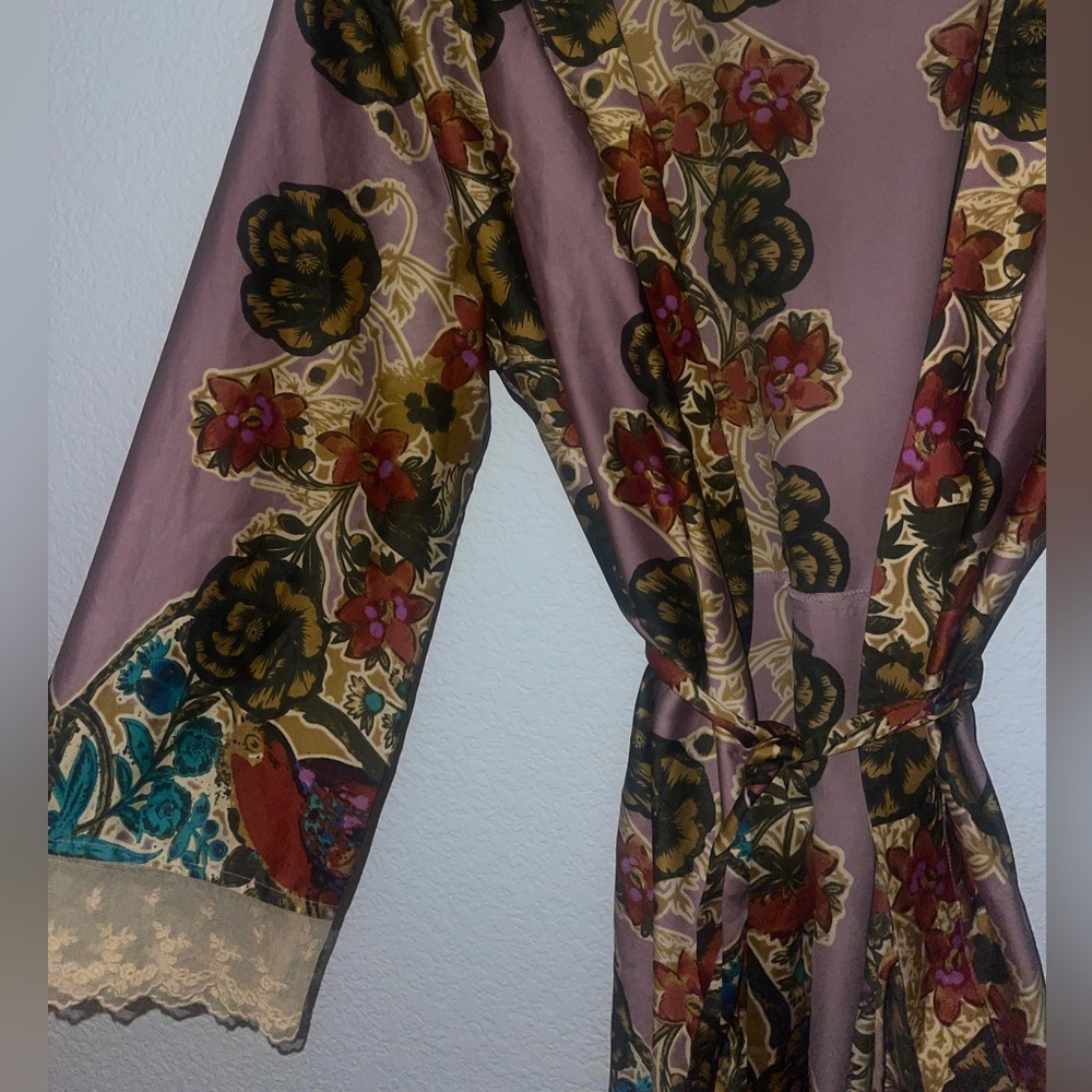 Purple silk floral robe